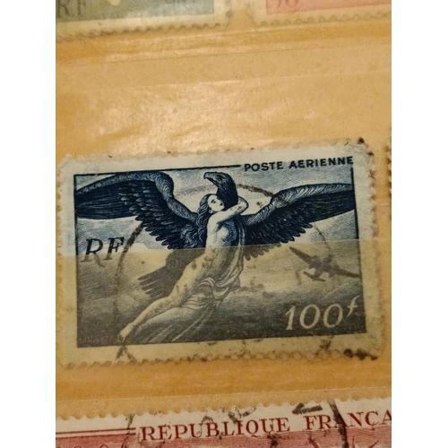 Timbre France Poste Aérienne 18 Egine Enlevée Par Jupiter 100f Bleu Foncé