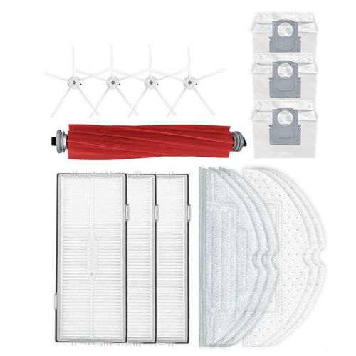 Brosse pentagone blanche principale, tissu antibactérien jetable, sac filtrant anti-poussière pour Roborock S7 Maxv Ultra/T8plus