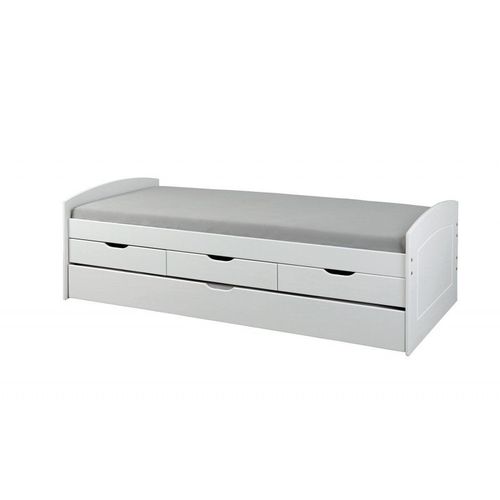 Paris Prix - Lit Banquette En Bois 4 Tiroirs "Max" 90x200cm Blanc