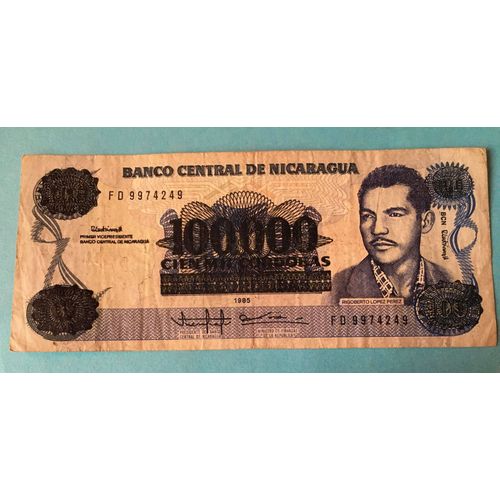 Billet Nicaragua 100000 Cordobas Sur 100 Cordobas