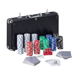 Relaxdays Coffret De Poker 2 Jeux De Cartes 300 Jetons Laser Dés Bouton De Dealer
