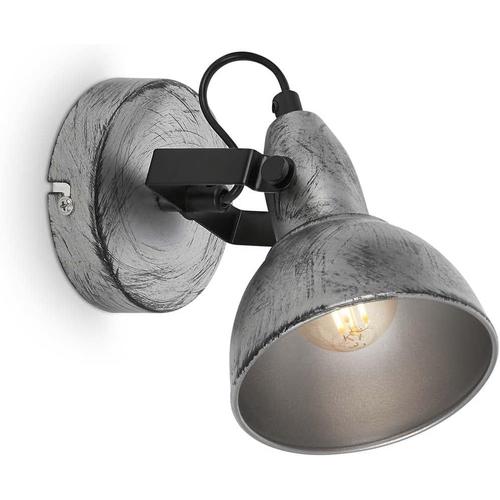 Gris Métal - Spot 2 En 1 Plafonnier Ou Applique Murale - Luminaire Style Vintage - Métal Gris - Douille E14-40 W Max. - 19,1 X 11 X 17,2 Cm¿