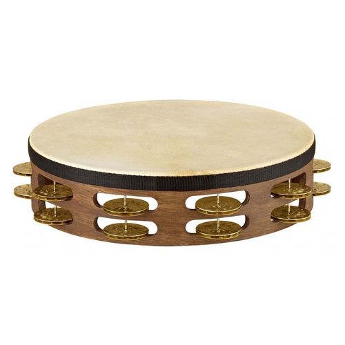Meinl Tah2vwb - Tambourin Bois Avec Peau 2 Rangées De Cymbalettes - Walnut Brown