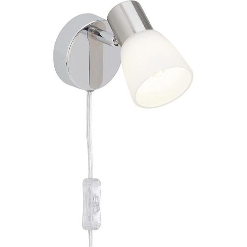 Blanc lampe Janna LED alimentation spot mural et interrupteur fer/chrome/blanc | 1x LED-Z45, E14, ampoule LED 4W incluse, (450lm, 2700K) | échelle A ++ à E | Avec conduite d'alimentation