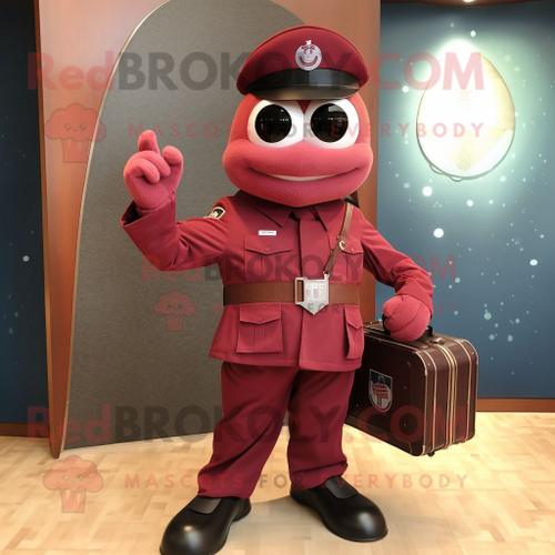 Personnage De Costume De Mascotte Redbrokoly De Soldat De L'armée De L'air Marron Habillé D'un Costume Et De Sacs D'embrayage