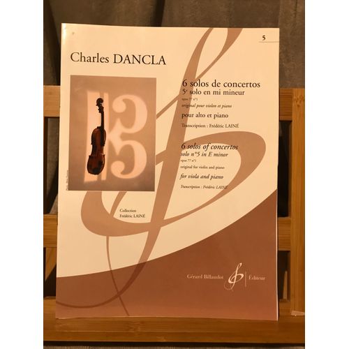 Dancla Six Solos Concertos Solo N°5 En Mi Mineur Partition Alto Piano Transcription F. Laine Billaudot