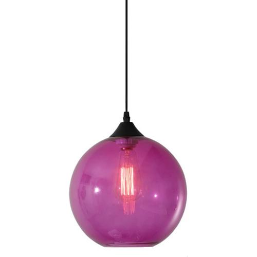 Mauve Suspension Boule De Verre Simple, Lampe Suspendue De Plafond Industrielle Vintage E27 Loft Bar, Mini Lustre À 1 Lumière Pour Cuisine Salle À Manger Chambre (Mauve)