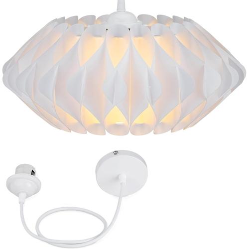 25cm, With White Celeing Mount, With White E27 Socket Lampe Puzzle 22 Pièces - Abat Jour Blanc Avec Douille Plafonnier - Lustre Forme De Fleur Lampe Pour Chambre Salle À Manger À Assembler