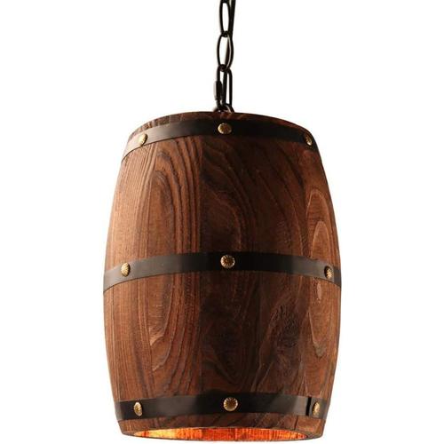 Small Loft Country Américain Bois Tonneau De Vin Luminaire Suspendu Plafonnier Lampe E27 Barre Lumineuse Café Salon Cuisine Restaurant Chambre