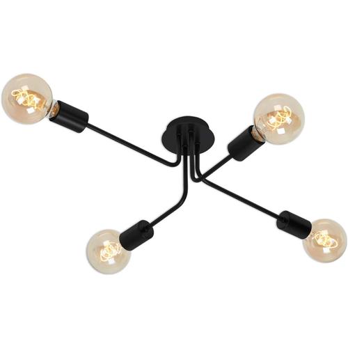 Noir Leuchten - Lampe De Plafond 4-Flamme, Plafonnier, Rétro, Vintage, 4x E27 - Max. 60 Watt, Métal, Noir, 660x445x185mm (Lxlxh)