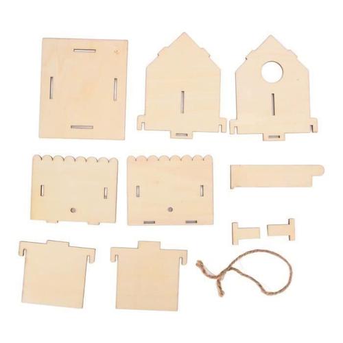 Persist-Kit De Maison D'oiseau En Bois Non Fini Nichoir En Bois Bricolage Maison D'oiseaux D'installation Simple Graffitiable Fa001