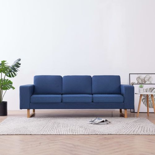 Vidaxl Canapé À 3 Places Tissu Bleu