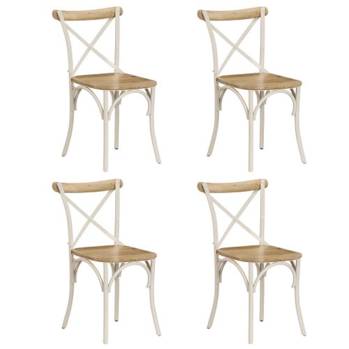 Vidaxl Chaises À Dossier Croisé 4 Pcs Blanc Bois De Manguier Massif
