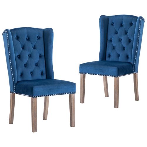 Vidaxl Chaises De Salle À Manger 2 Pcs Bleu Velours