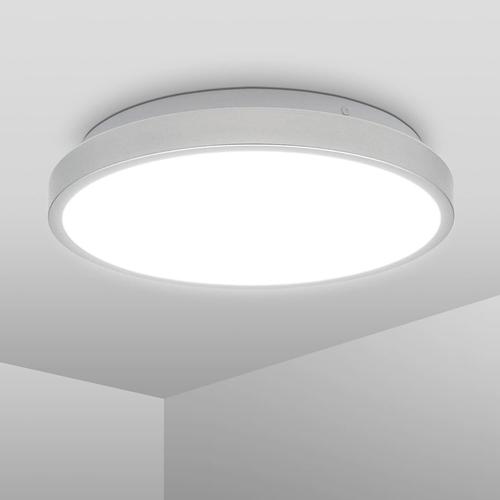 Argent Plafonnier Led 12 Watt Spéciale Salle De Bain I Lampe De Salle De Bain I Ø29 Cm I Lumière Blanche Neutre 4000 K I Protection Contre Les Éclaboussures Ip44 I Cadre Argenté