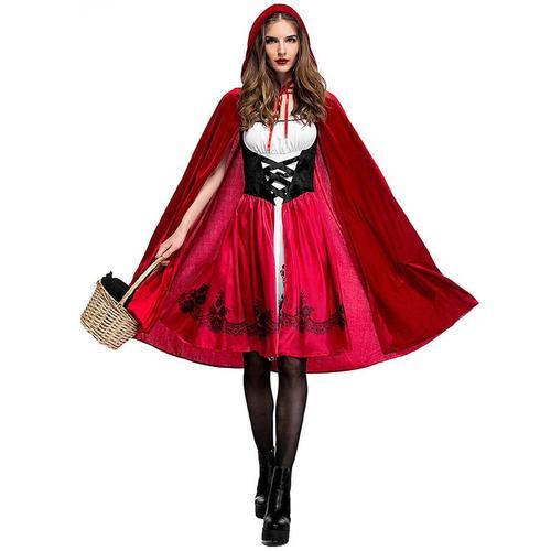 Déguisement Costume Robe Le Petit Chaperon Rouge Halloween Femme - Longueur  de robe 96cm
