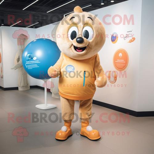 Personnage De Costume De Mascotte Redbrokoly De Balle De Handball Beige Habillé D'une Veste Et De Bracelets