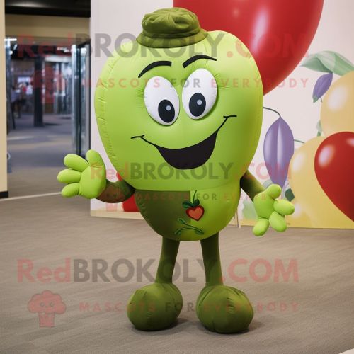 Personnage De Costume De Mascotte Redbrokoly De Ballons En Forme De Coeur D'olive Habillé D'un Pantacourt Et De Bracelets