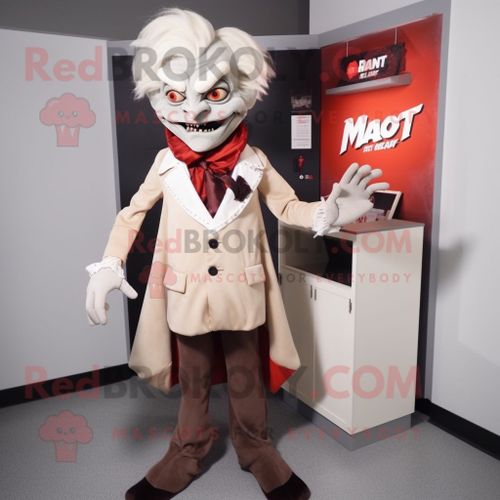 Mascotte Redbrokoly De Personnage De Vampire Beige Habillé D'une Robe Midi Et De Pochettes