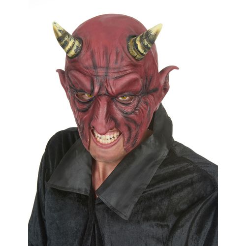 Demi Masque Latex Démon À Corne Adulte Halloween