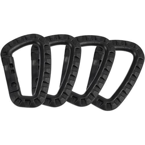 Noir Mousqueton Tactique En Plastique D-Ring Robuste Durable Fermeture À Ressort Pour Camping Randonnée Pêche Sac À Dos 4pcs (4 Pcs)