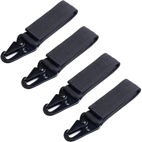 Noir 4 Pièces Pince Mousqueton Tactique D'équipement Porte-Clés Boucle De Ceinture Avec Porte Clé,Mousqueton Sac À Dos Boucle Pour Camping Randonnée Activité De Plein Air(Noir)