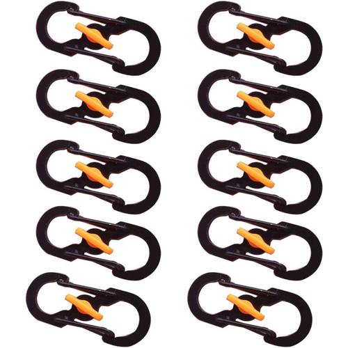 Noir 10 Pièces Mini S Forme Mousqueton, Clips Double Boucle Mousqueton, Mini Mousqueton Porte Clefs,Spécialement Conçu Pour Le Camping, Les Voyages Et L'alpinisme (Noir)