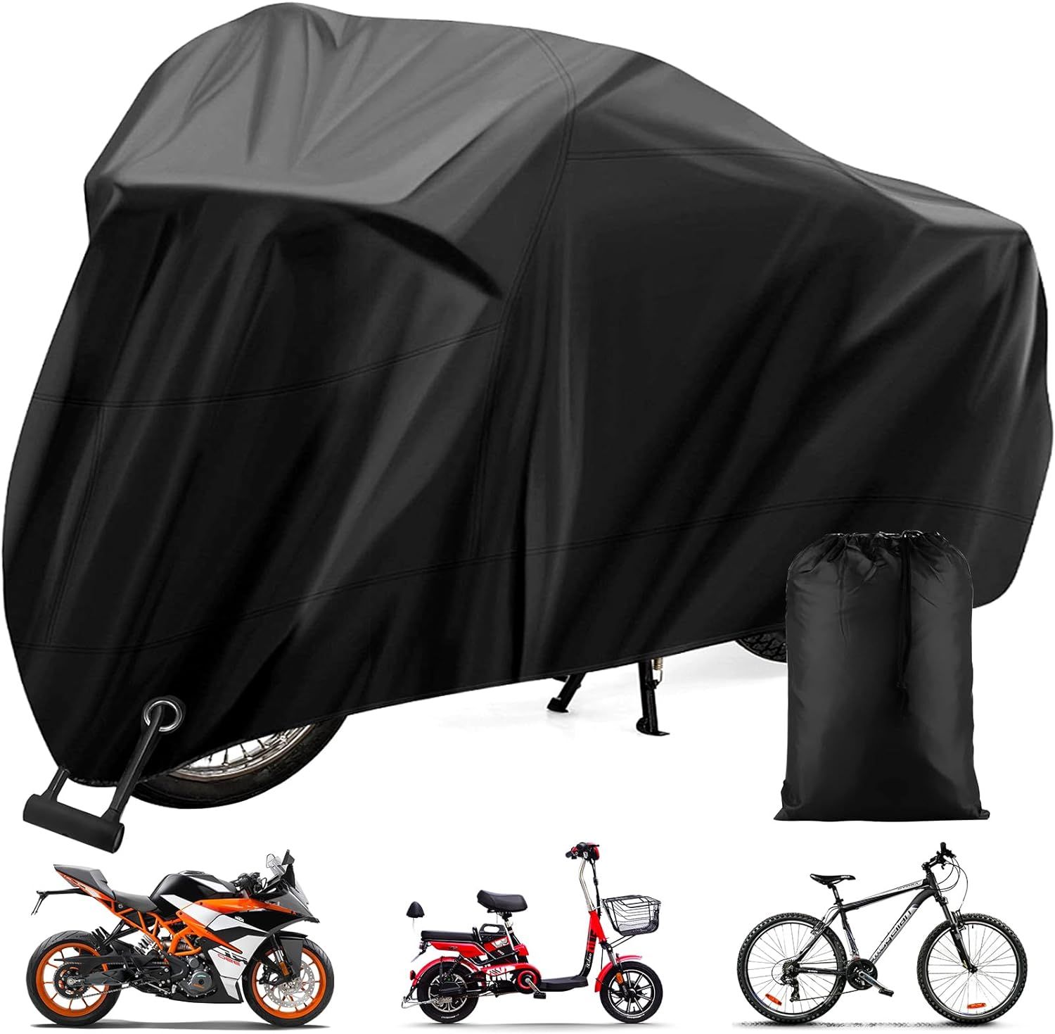 Ferreux Housse De Vélo, Tissu Oxford De Polyester 210d Housse De Protection, Pour Vélo,Bache Velo Exterieur, Couverture De Vélo Bicyclette, Avec Trou Antivol Et Pochette De Rangement (210*110*95cm,