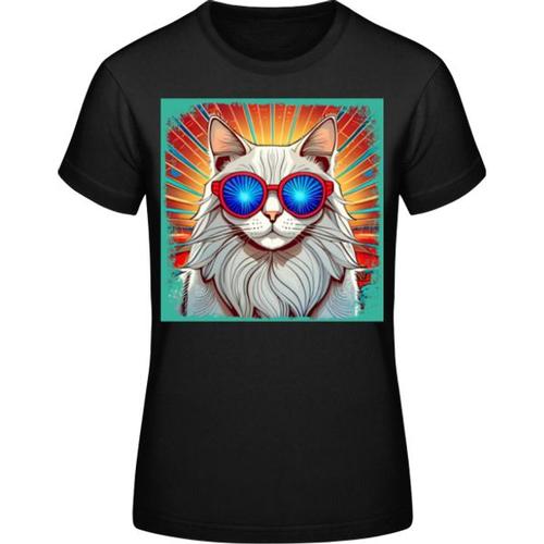 Chat Norvégien Des Forêts Look Hippie, T-Shirt Standard Femme