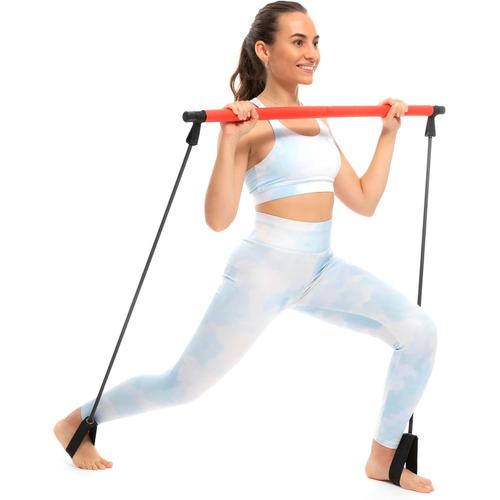 Noir ® Barre De Fitness Avec Bandes Élastiques Et Guide D'exercices Resibar, Tonifie Les Muscles Et Améliore La Flexibilité, Design Compact Et Léger, Idéal Pour La Salle De Sport.