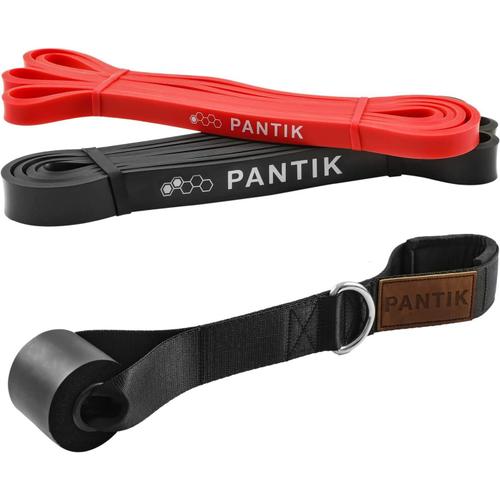 Lot De Bandes De Résistance Avec Ancre De Porte Pour Homme Et Femme - Bandes De Traction Pour Étirements Du Corps, Haltérophilie, Yoga, Pilates - Rouge Et Noir