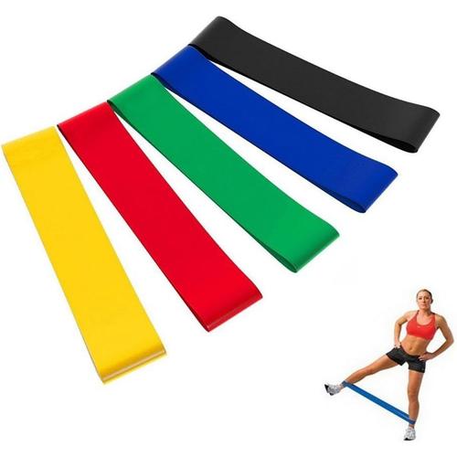 Bande Elastique Fitness Bande De Resistance Set (5) Équipement D'exercices Pour Musculation Pilates Squat Sport Crossfit Rééducation Physique Et Motrice - Entrainement Corps, Jambes, Fessiers