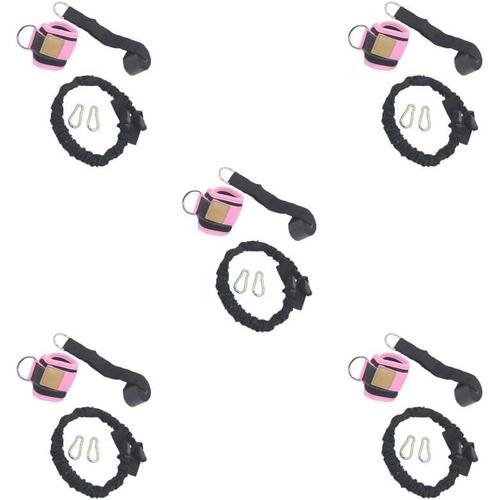 Lot De 5 (Noir, Rose) Lot De 3 Bandes De Résistance Pour Exercices De Fitness, Ancrage De Porte Pour Homme Et Femme, Accessoires De Yoga, Accessoire De Gym, D'entraînement Des Jambes, Unisexe