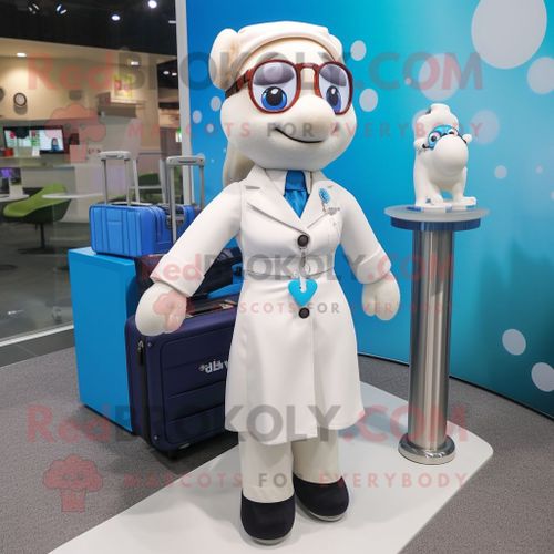 Personnage De Costume De Mascotte Redbrokoly De Docteur Blanc Habillé Avec Jupe Et Porte-Documents