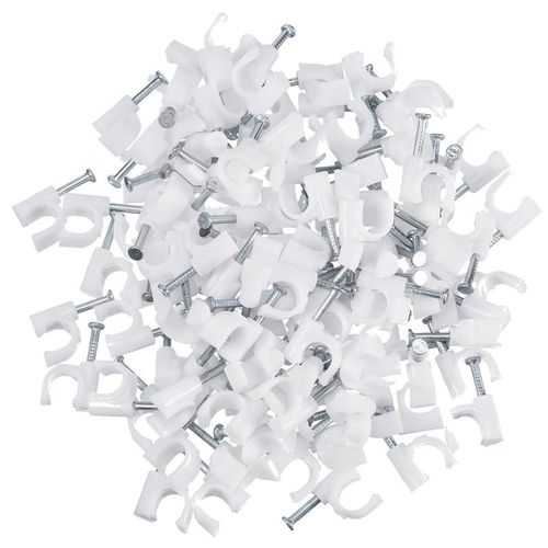 300 pièces de câble agrafes pince mur fil clou montage pour câble Ethernet Rg6 Rg59 Cat5 Cat6 Rj45 Tv câble 7Mm blanc Promo