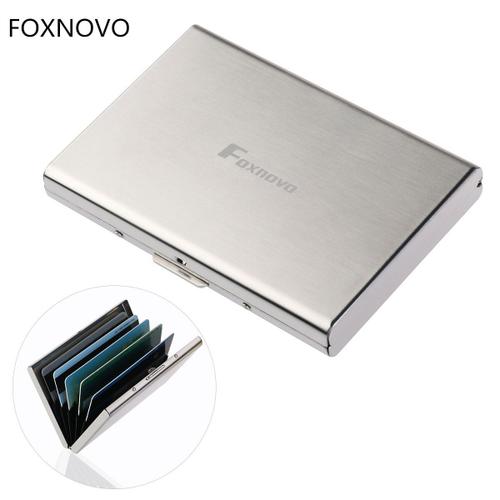 FOXNOVO acier inoxydable mince Anti-Scan crédit support de carte RFID bloquant mince portefeuille étui carte de visite argent boîte de rangement