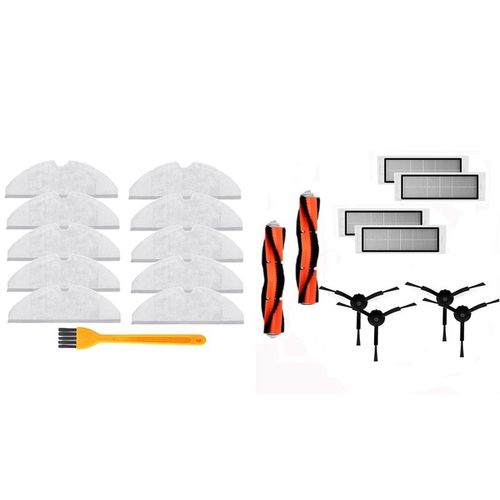 10 pièces serpillière tampons pour Xiaomi génération 2 & 2 pièces brosse principale pour Xiaomi Mi aspirateur 1 Roborock S50 S51 S55 E35