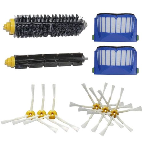 2 filtre bleu + 1 Kit de brosse principale + 6 brosse latérale pour Irobot Roomba 500 600 série 560 581 620 630 650 660 accessoire