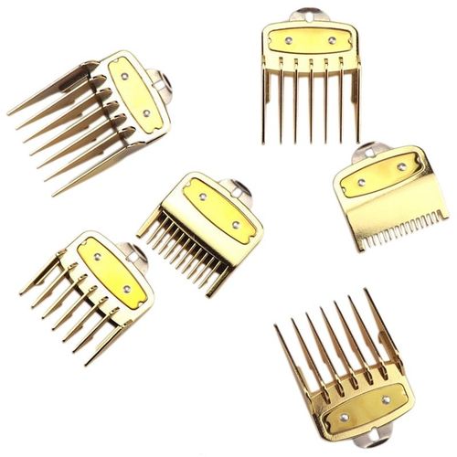 6 pièces pour WAHL tondeuse à cheveux pour barbiers limite peigne Guide coupe garde Kit de fixation (or)