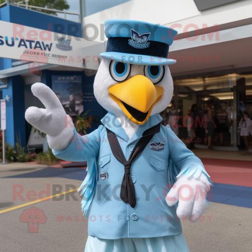 Personnage De Costume De Mascotte Redbrokoly Sky Blue Haast S Eagle Habillé D'une Chemise En Popeline Et De Bérets