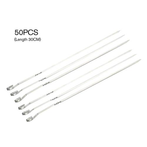 50pcs acier inoxydable Barbecue aiguille Barbecue Barbecue plat brochettes Barbecue aiguille anti-dérapant poignée Barbecue signe cuisine Gadget