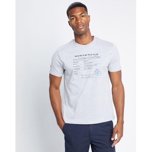 T-Shirt 100% Coton Bio Les Voiles De Saint-Tropez Tampon Gris Chiné