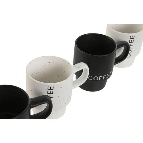 Mug Coffee X4 Noir Et Blanc Avec Support 160ml