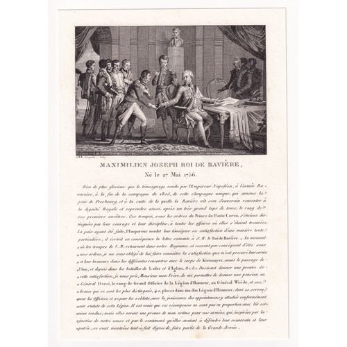 Gravure 1825 Maximilien Ier Roi De Bavière Carl Philipp Von Wrede Napoléon Premier Empire Bayern