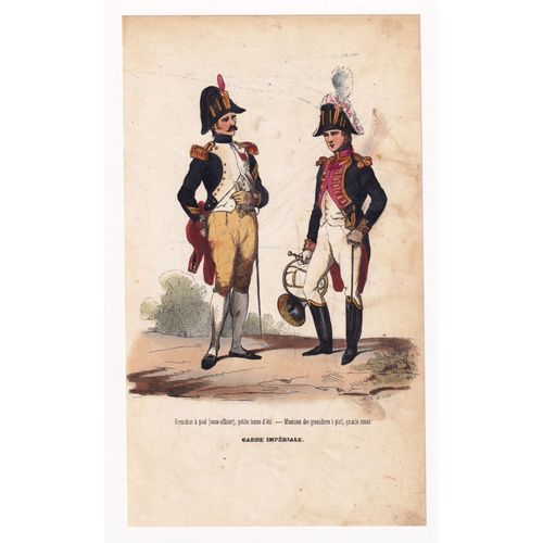 Gravure 1840 Grenadier Musicien Uniforme Militaire Garde Impériale Napoléon Bonaparte