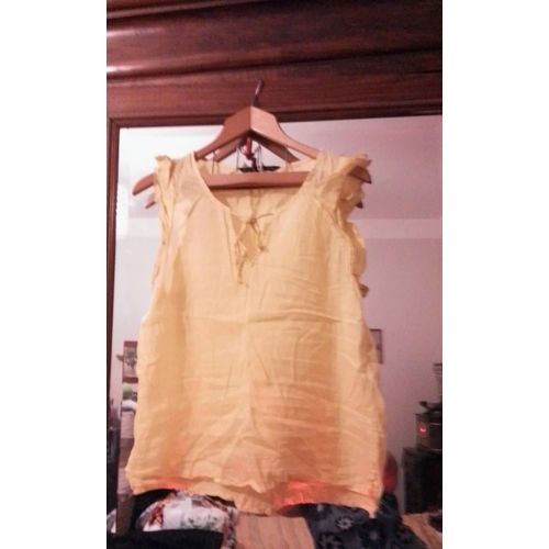 Top Jaune Noeud Au Col 42 Xl Zara Basic.