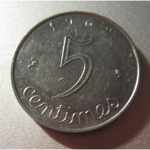 Pièce France 5 Centimes De Francs À L'épi 1962