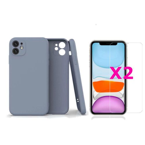 Coque Silicone Pour Iphone 11 Couleur Gris Protection Objectif Appareil Photo + 2 Verres Trempe Protection Ecran Little Boutik®