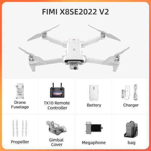 Fimi X8 Se 2022 V2 10km Fpv Avec Cardan 3 Axes, CaméRa 4k Hdr VidéO, Gps, Temps De Vol De 35 Minutes, Quadcopter Rc Rtf Avec Module Airthrow Megaphone-Générique