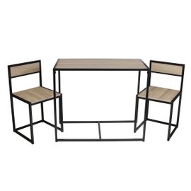 Otalia - Ensemble Table Et 2 Chaises Métal Et Aspect Bois